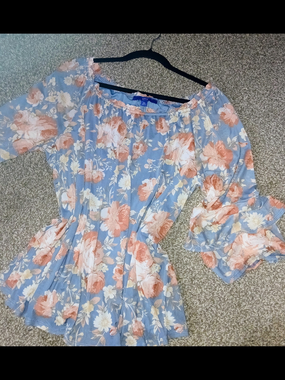 Apt. 9 Blue Floral Off-Shoulder Peplum Top